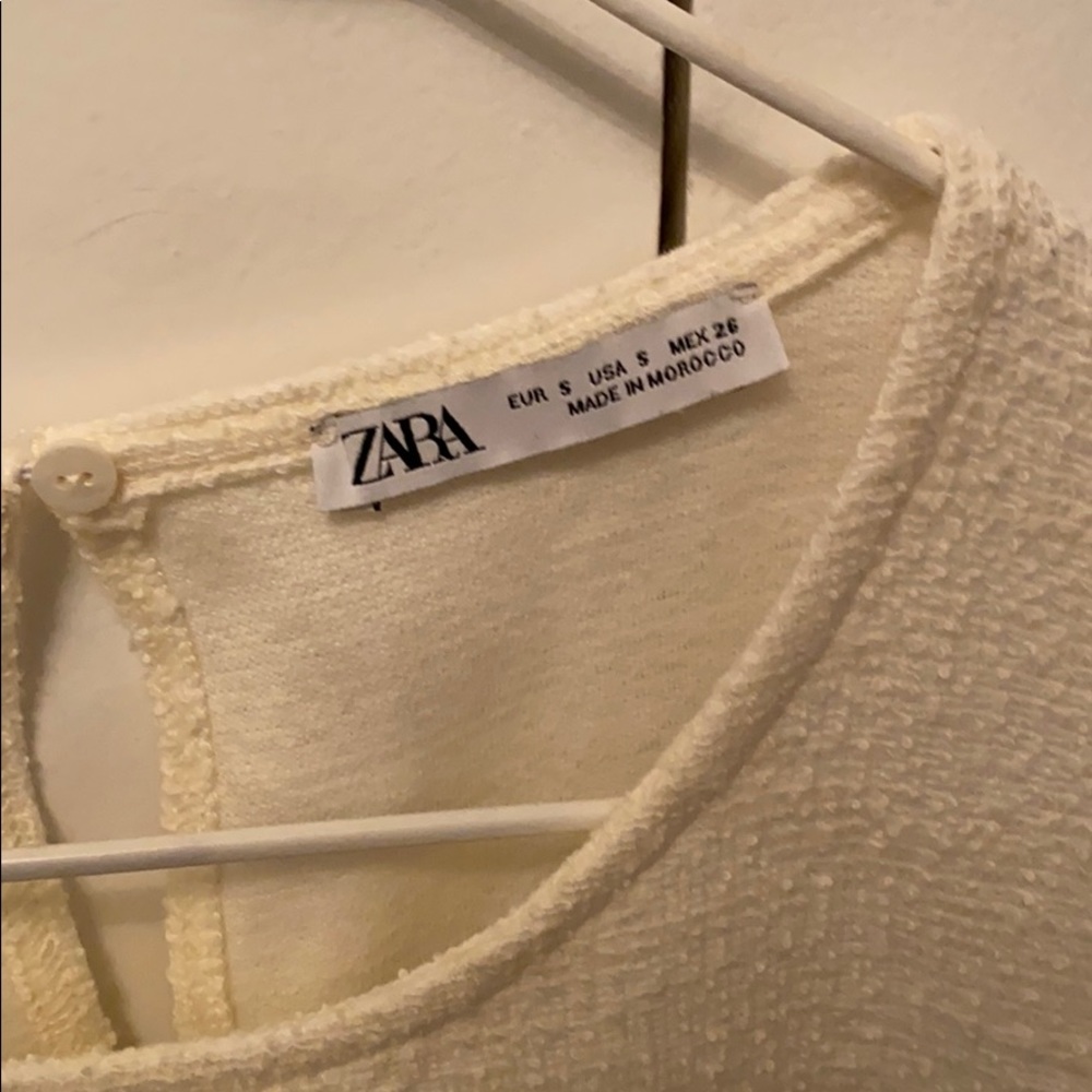 NWOT Zara Small White TEXTURED DRESS WITH VOLUME - Picture 3 of 15